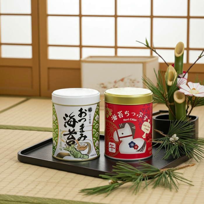 2026年賀海苔ちっぷす2缶詰合せ（うめ味・わさびごま味） | 山本海苔